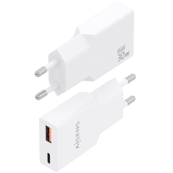 AISENS Cargador GaN 30W Ultra Delgado 1xUSB-C 1xUSB-A Blanco AISENS Cargador GaN 30W Ultra Delgado 1xUSB-C 1xUSB-A Blanco